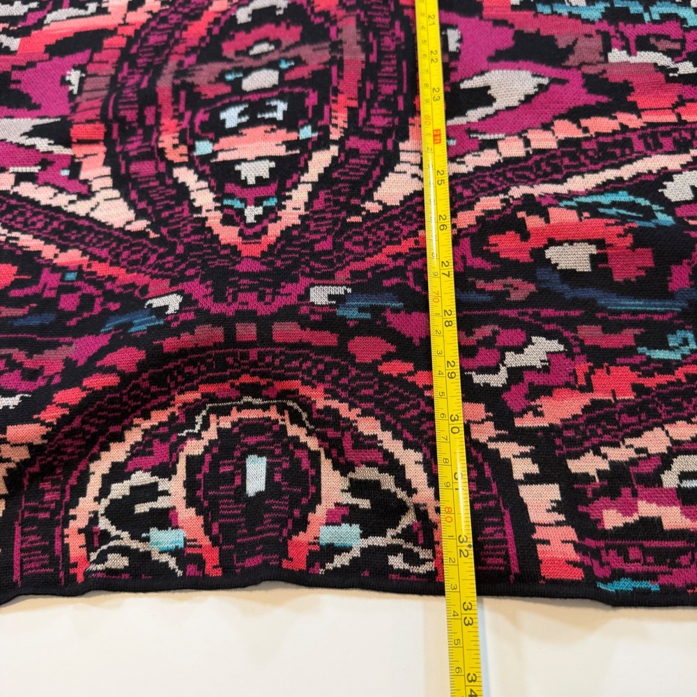 Chicos Open Front Cardigan Sweater Pink Black Geometric Intarsia Knit Size 3‎ XL - Picture 11 of 12